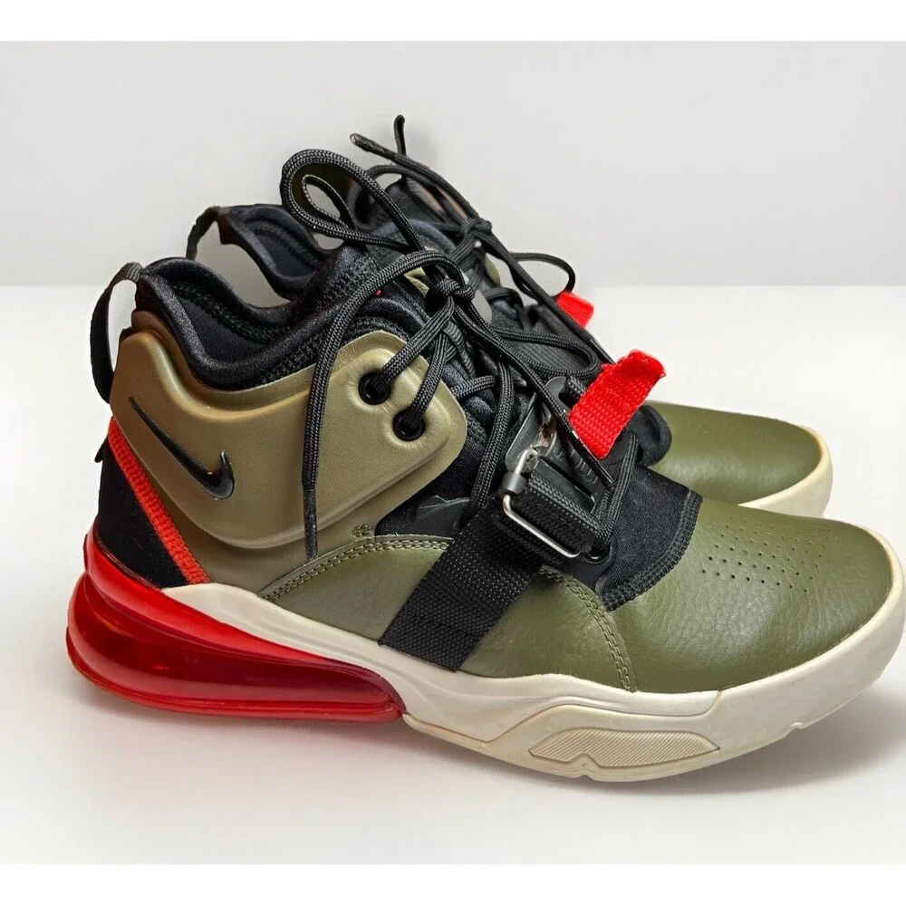 Nike Air Force 270 Medium‎ Olive Red Black White Size 7Y